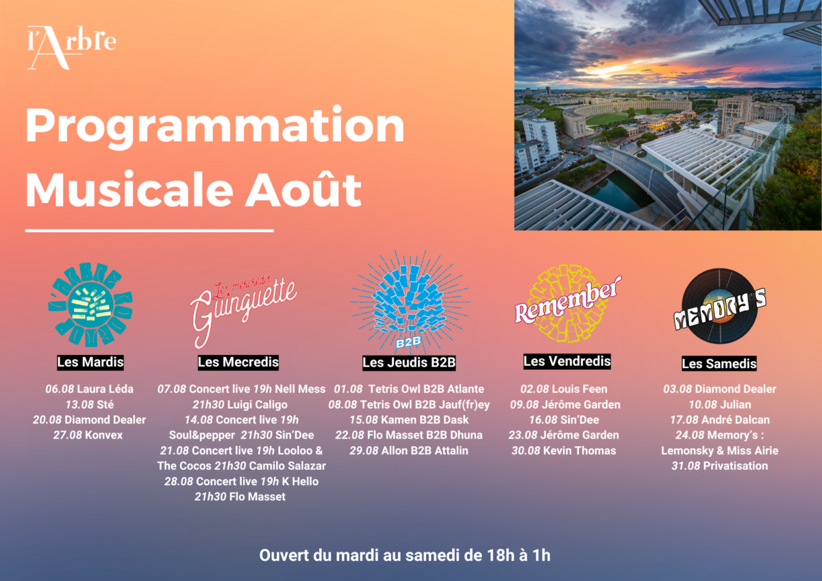 Programmation d’août au rooftop