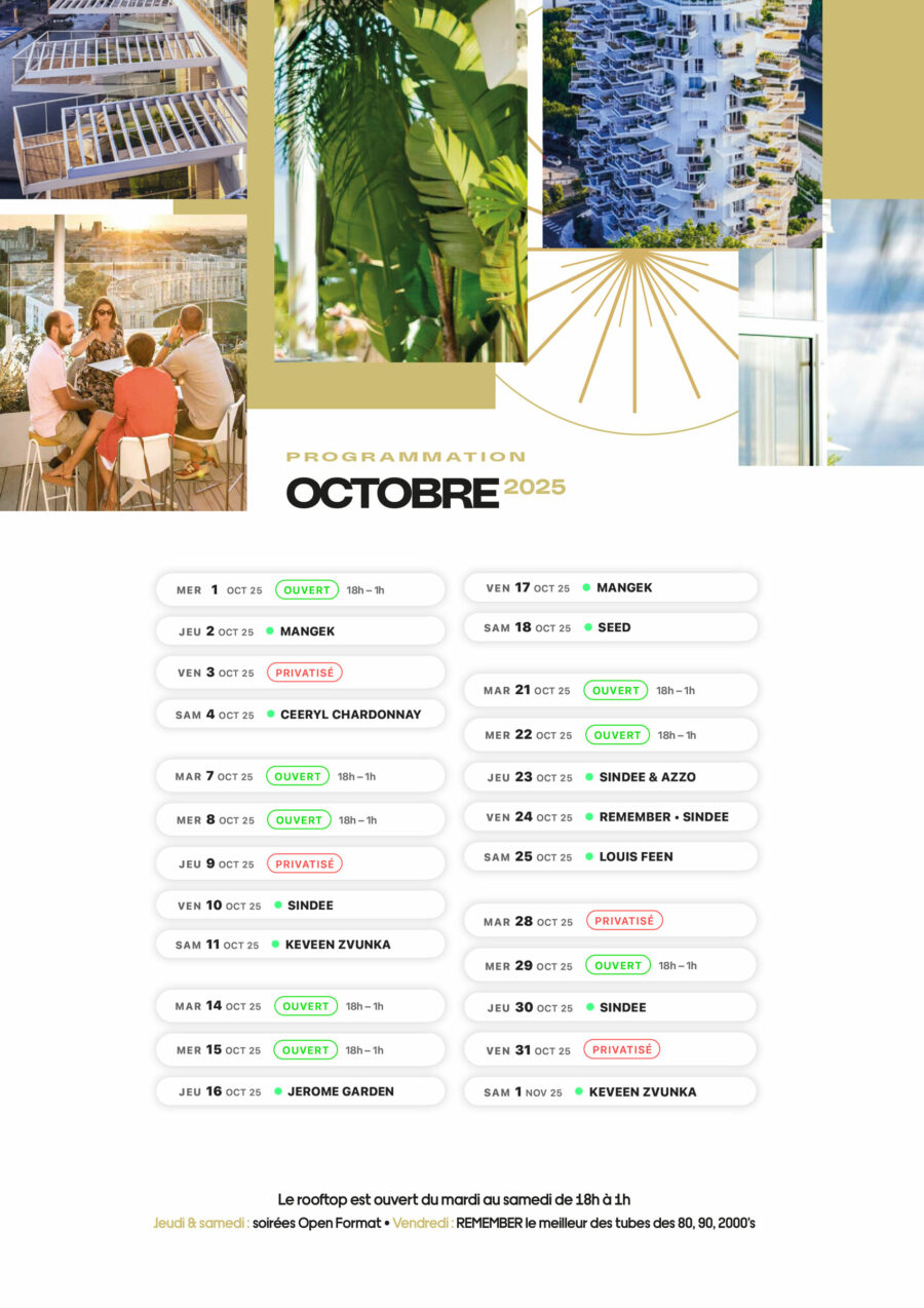Les soirées du Rooftop en Octobre 2025