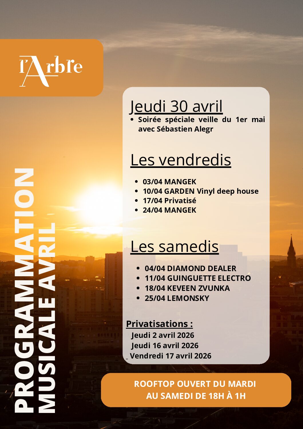 Programmation d&rsquo;avril